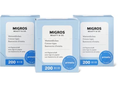 Migros Beauty & Co. Wattestäbchen · 3 x 200 pz