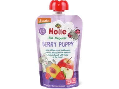 Holle Quetschbeutel Apfel, Pfirsich & Waldbeeren