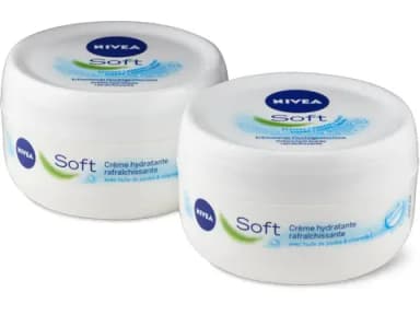 Nivea Crème hydratante rafraîchissante Soft en pot corps, visage, mains 2x300ml