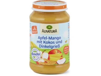Alnatura Apfel, Mango mit Kokos & Dinkelgriess Brei 190g