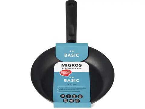 Frying pan Ø 20 cm, flat, black