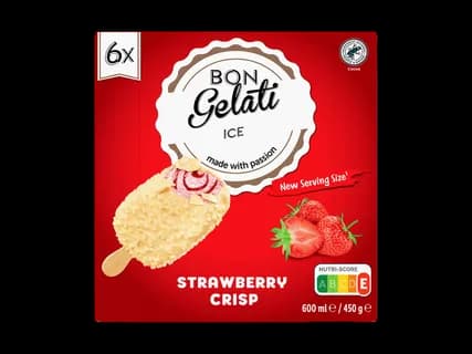 Bâtonnets glacés fraise croustillante