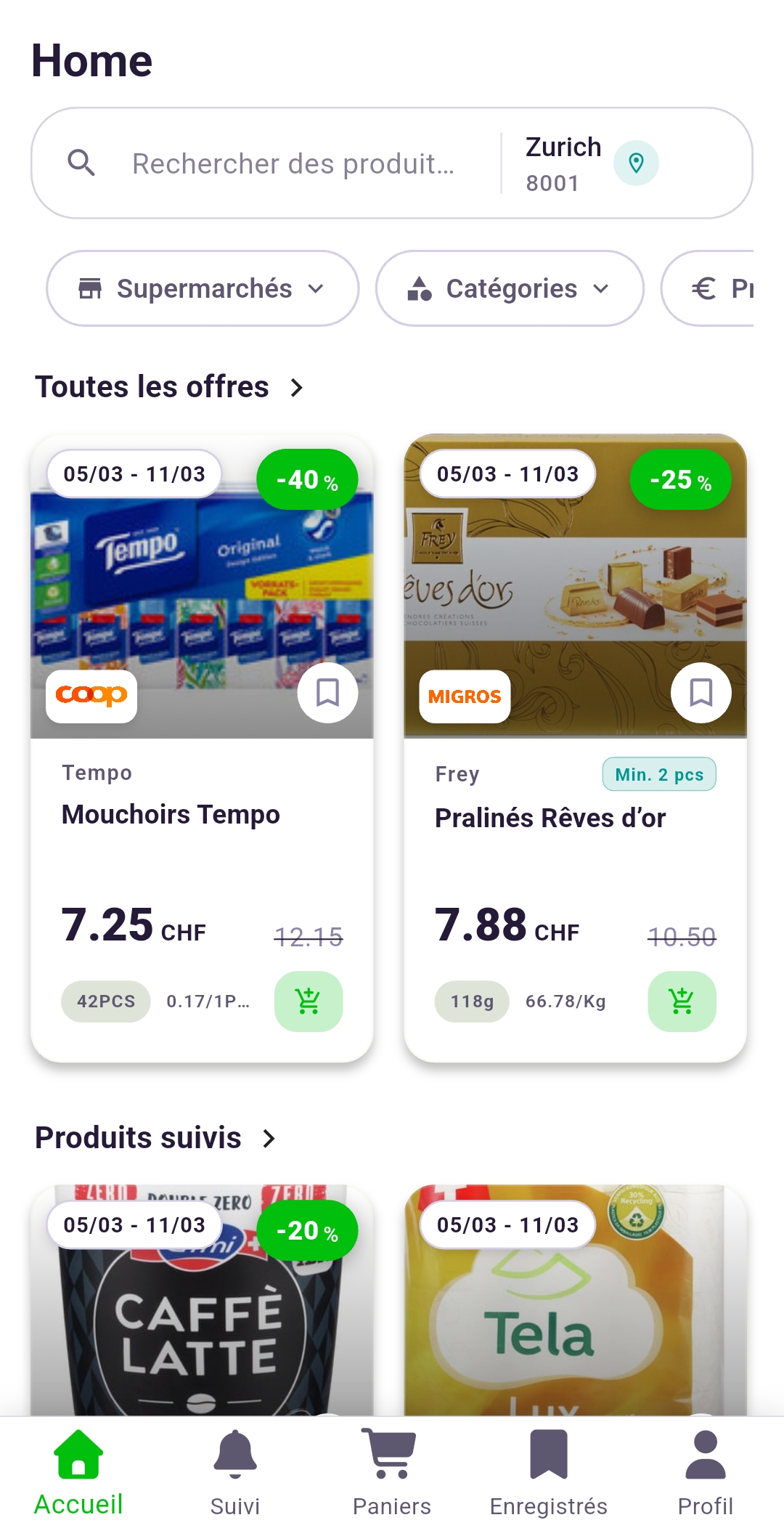 Application Rappn comparaison prix supermarchés Suisse