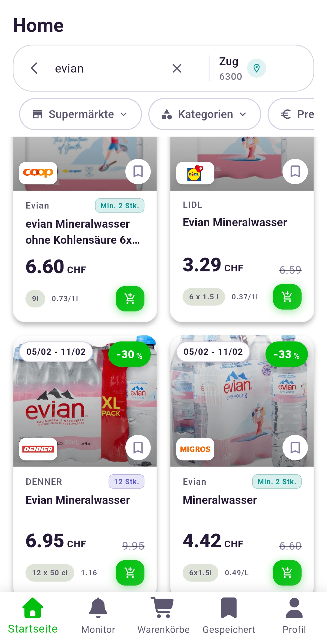 Rappn App vergleicht Evian-Angebote