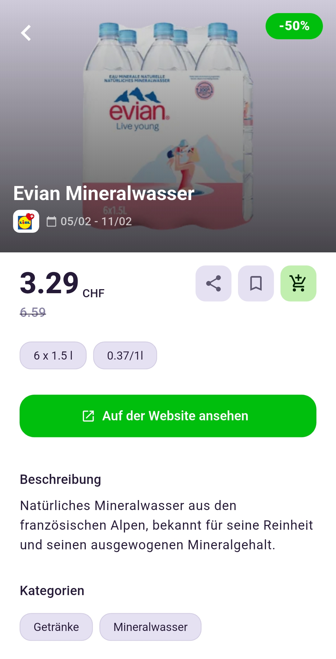 Lidl Evian Mineralwasser Angebot