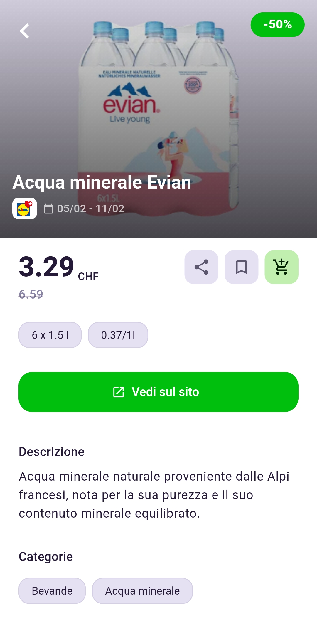 Offerta Evian Lidl