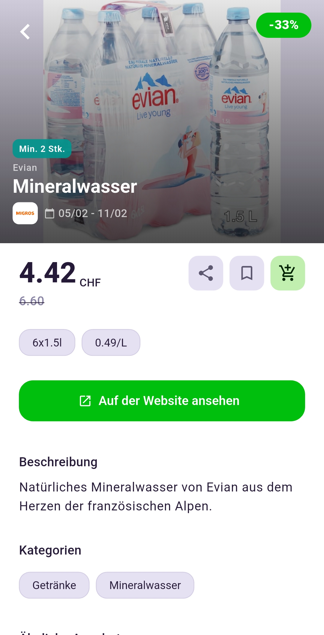 Migros Evian Angebot