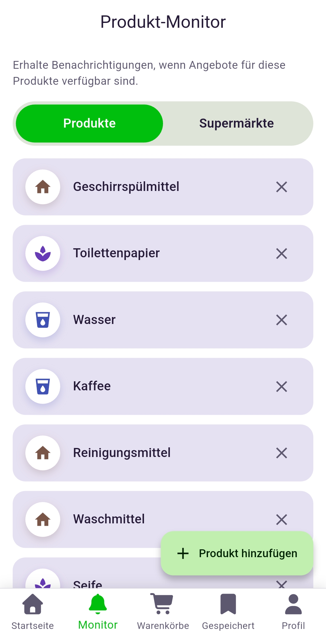 Produkt-Monitor Setup