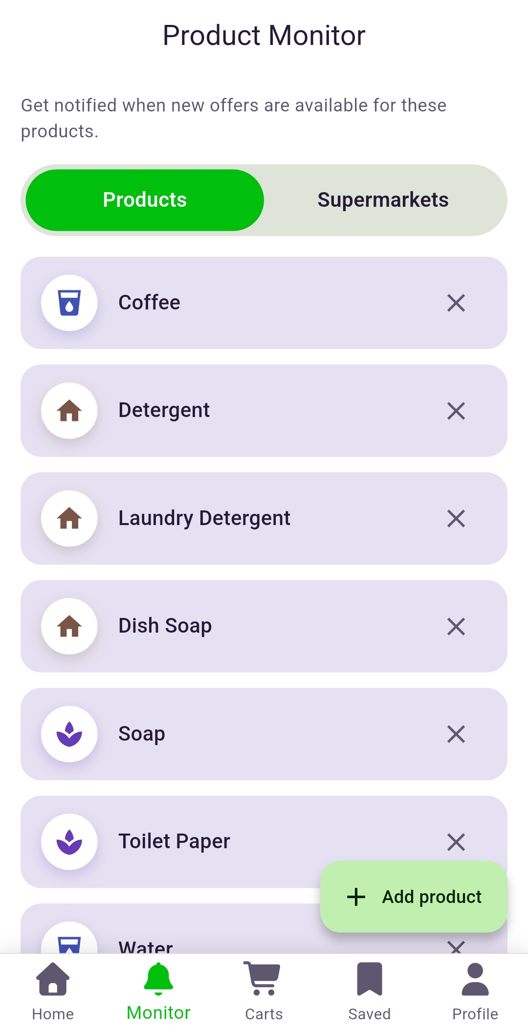 Product monitoring setup