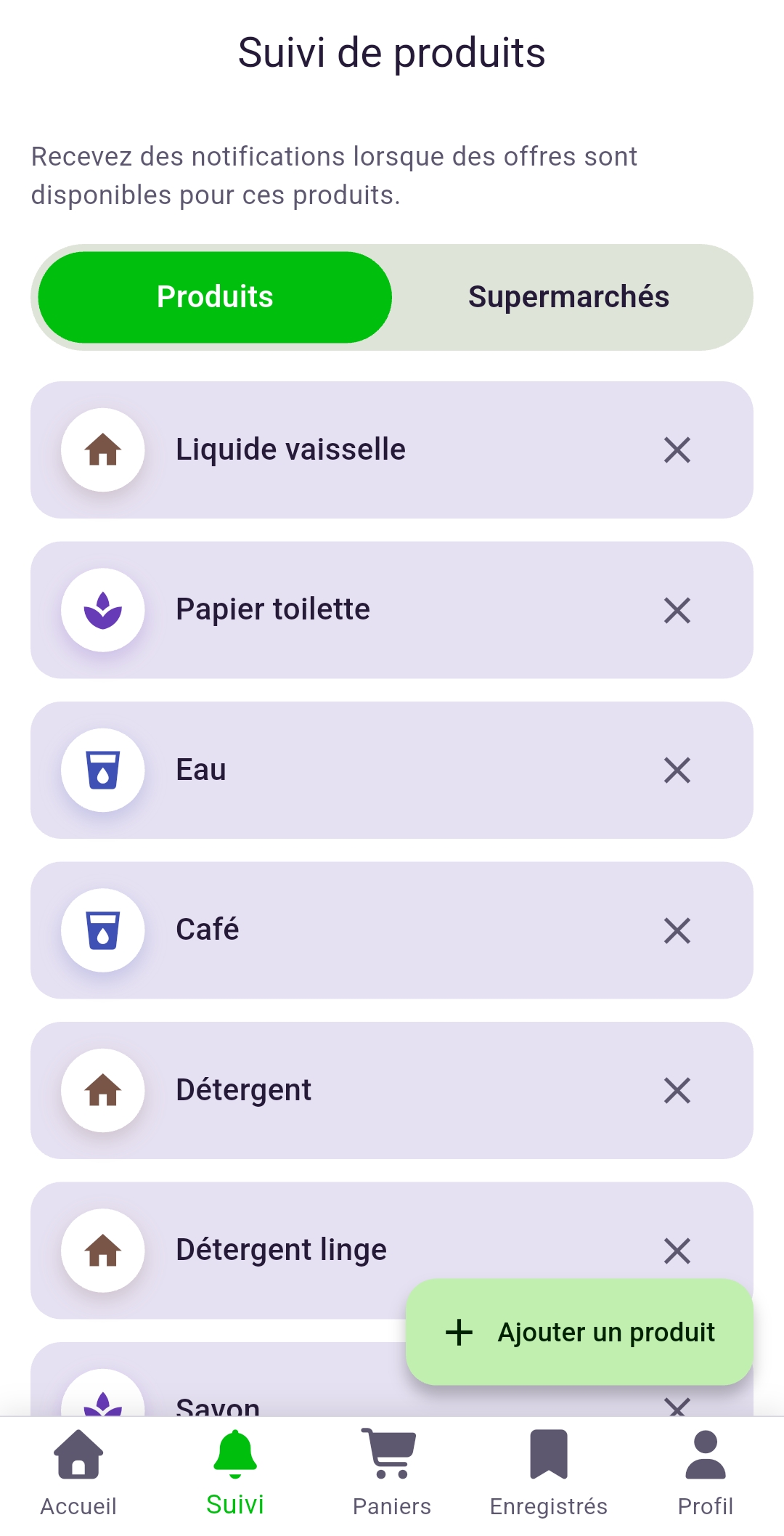 Configuration du suivi