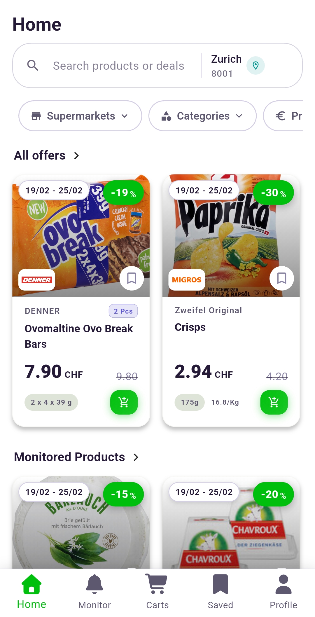 Rappn app Migros vs Coop price comparison