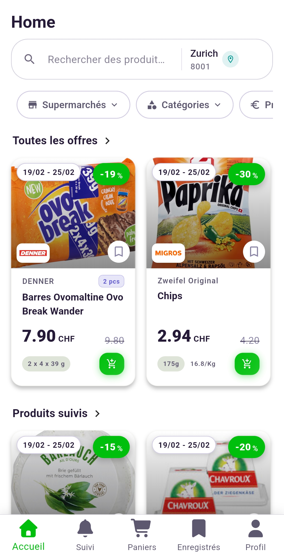 Application Rappn comparaison prix Migros vs Coop