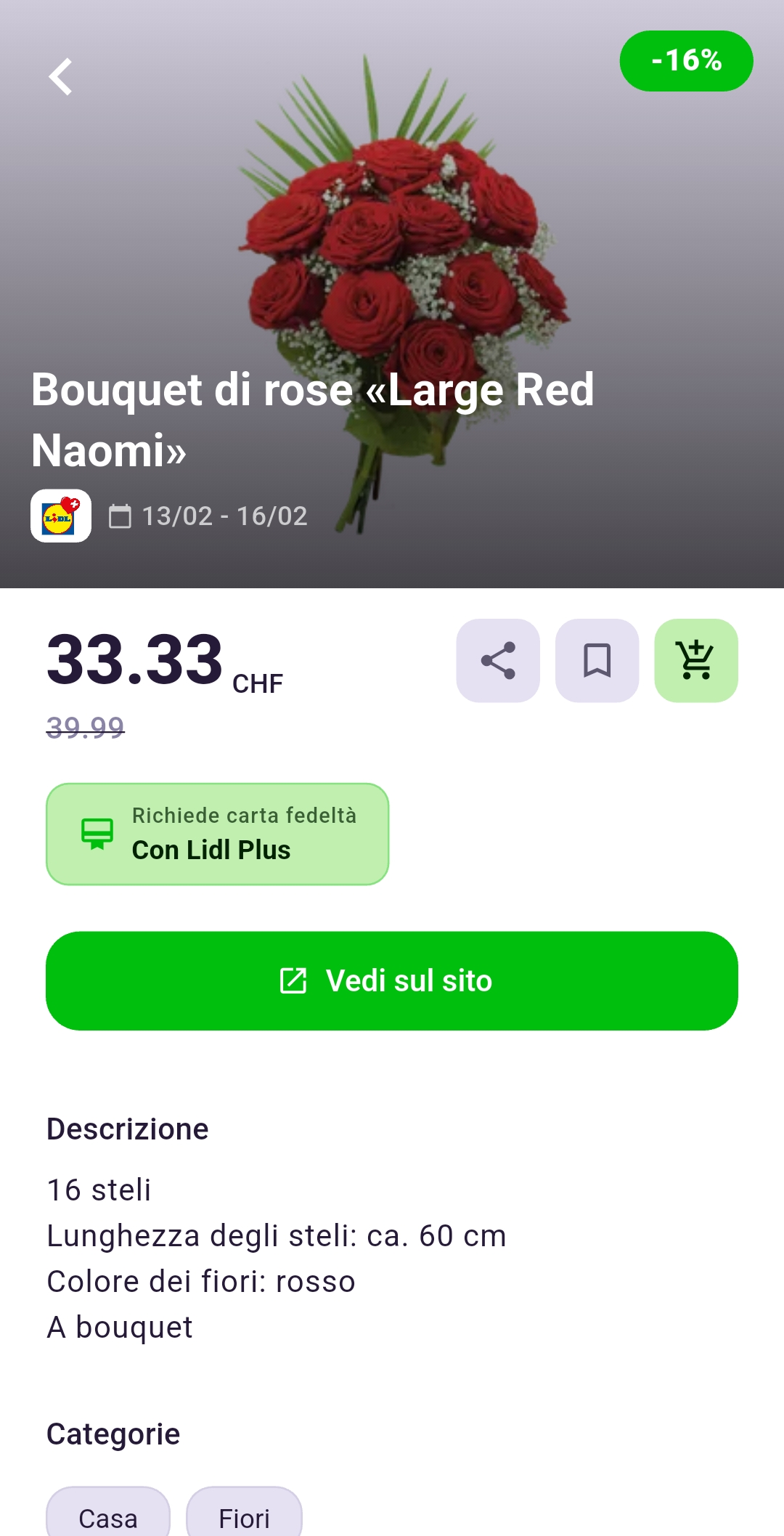Offerta Lidl fiori nell’app Rappn