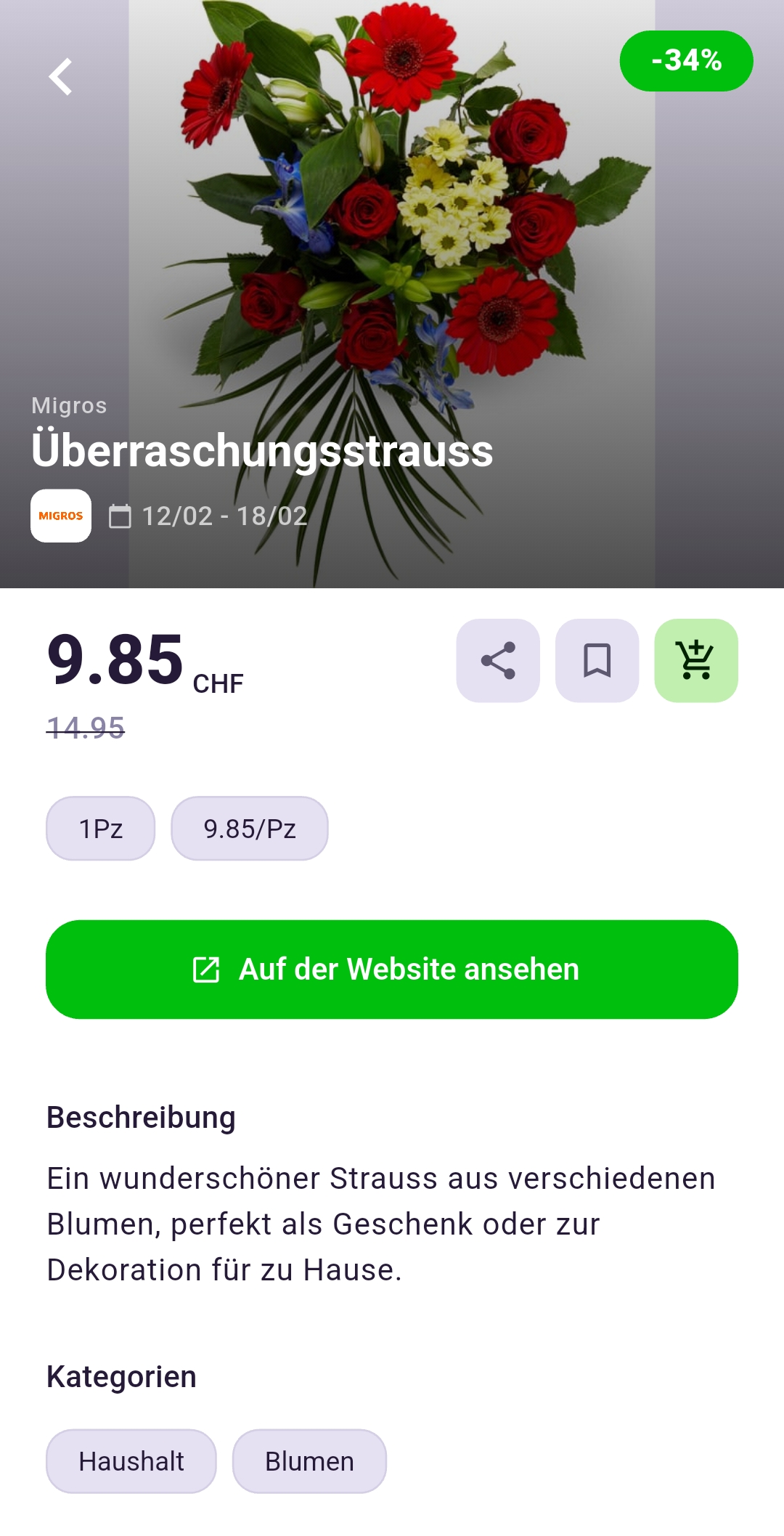 Migros Surprise Bouquet Angebot in der Rappn App