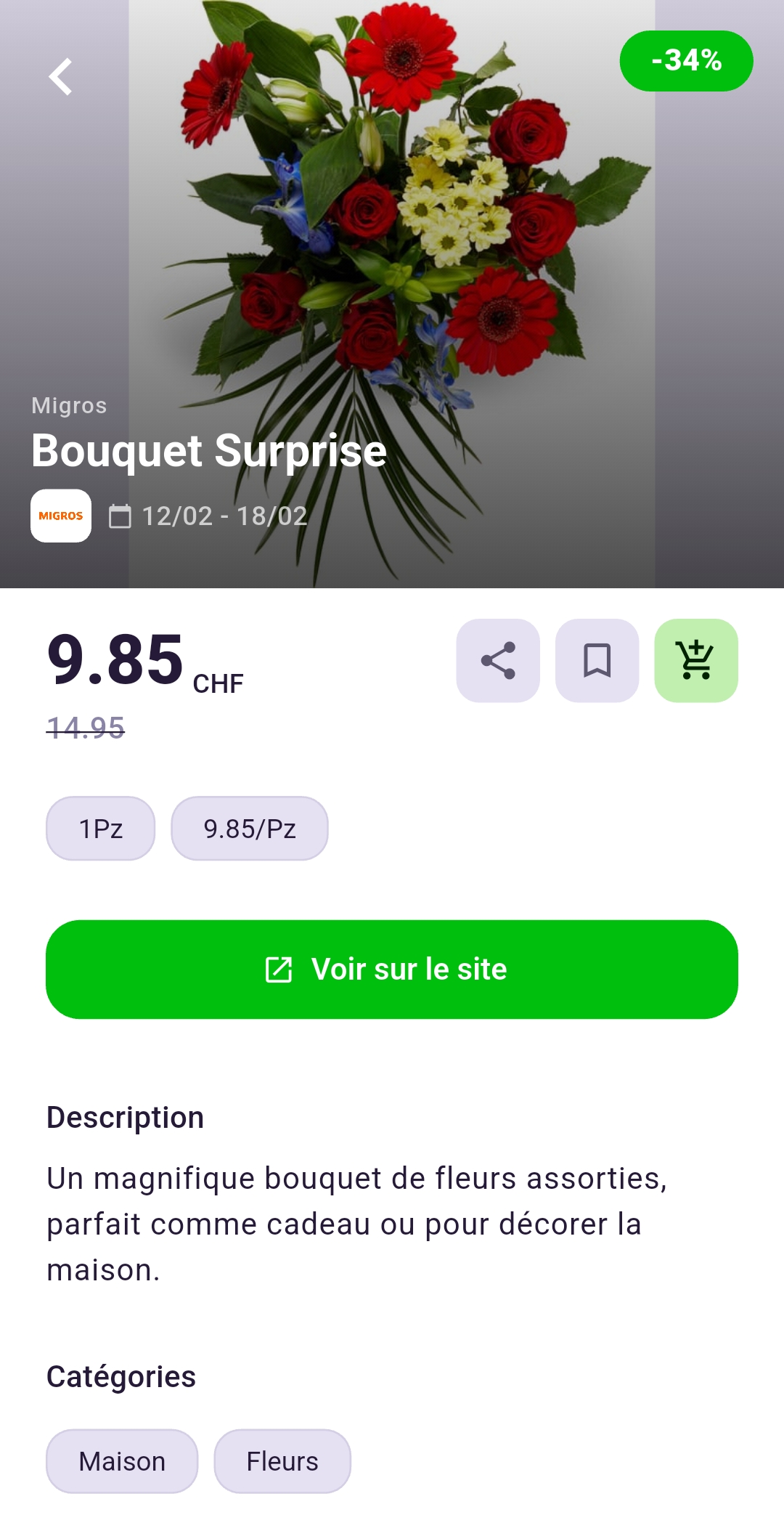 Offre Migros bouquet (capture Rappn)