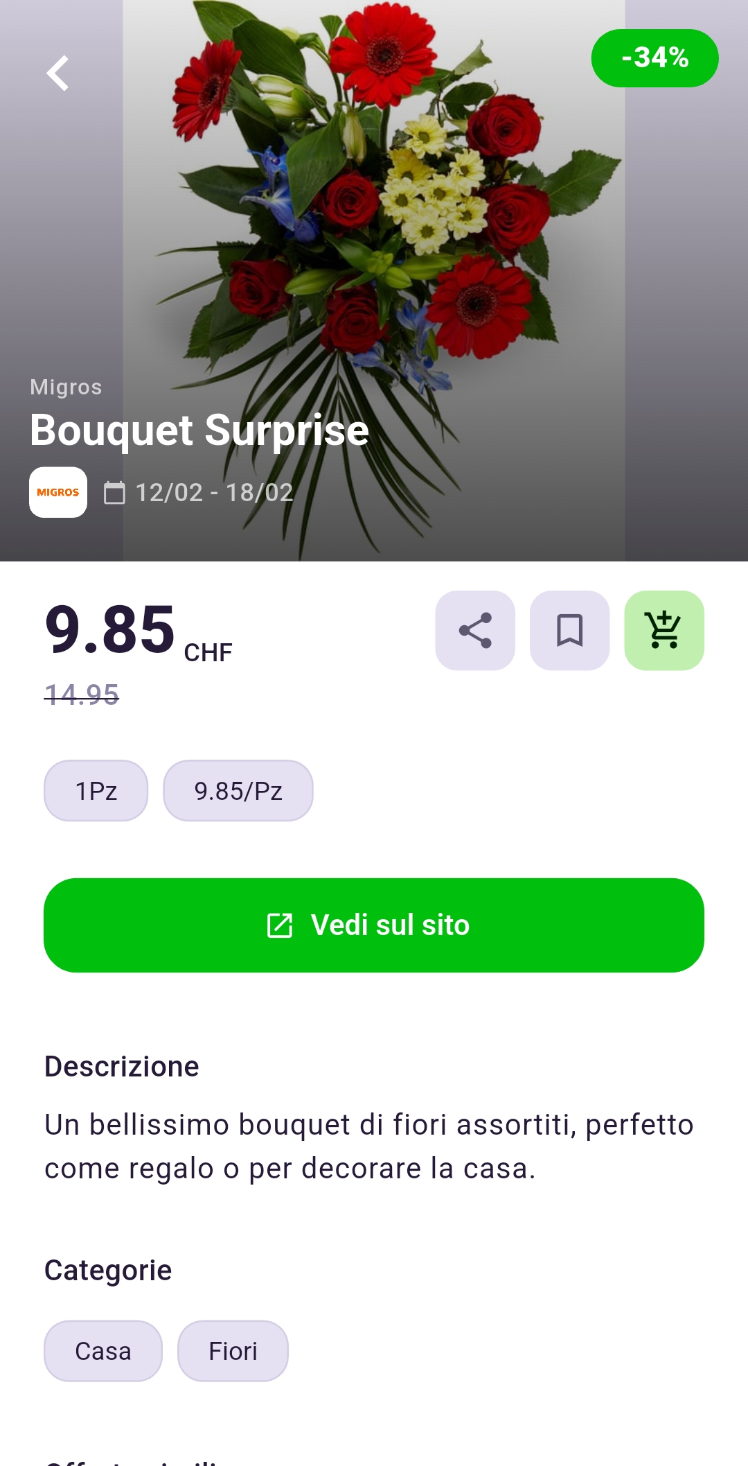 Offerta Migros bouquet nell’app Rappn