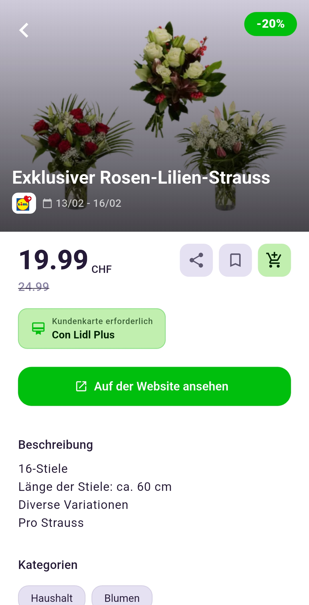 Lidl Rosen und Lilien Bouquet in der Rappn App