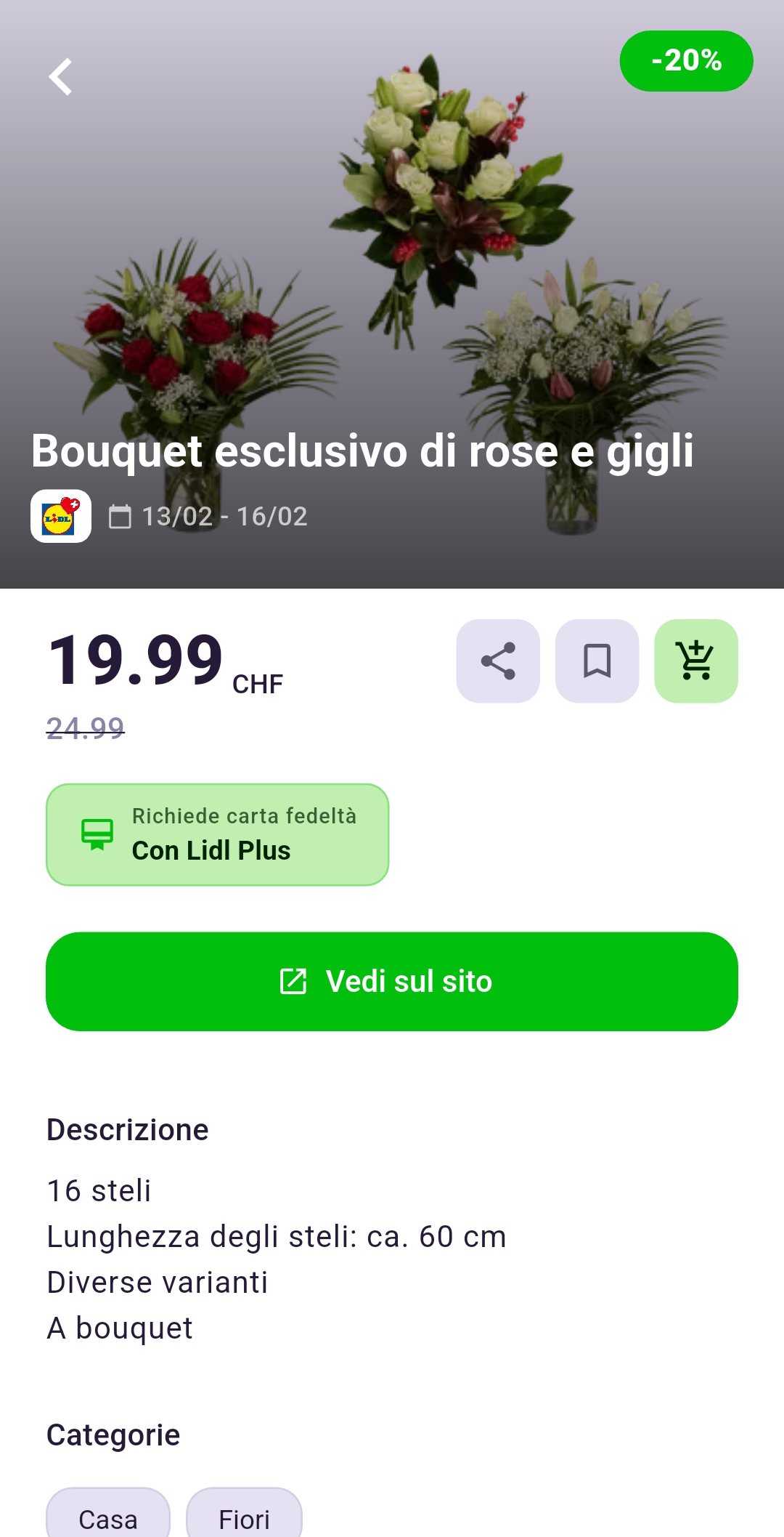 Offerta Lidl bouquet rose e gigli nell’app Rappn