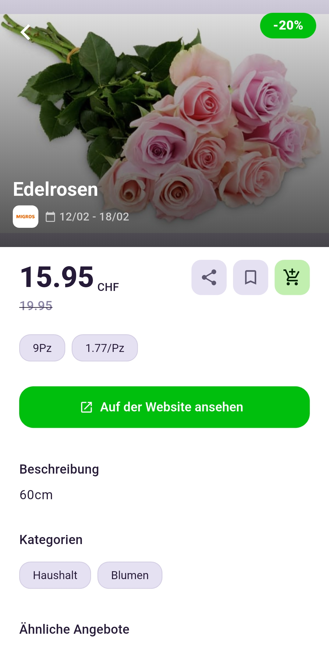 Migros Floribunda Bouquet Angebot in der Rappn App