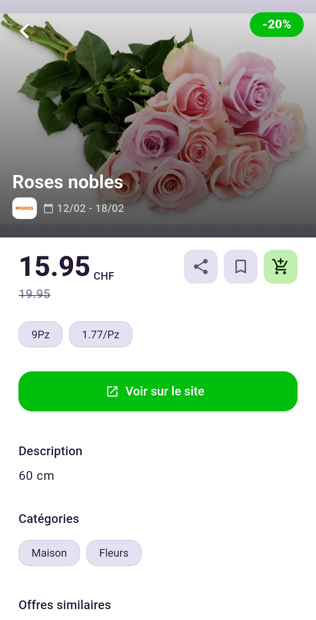 Offre Migros bouquet (capture Rappn)