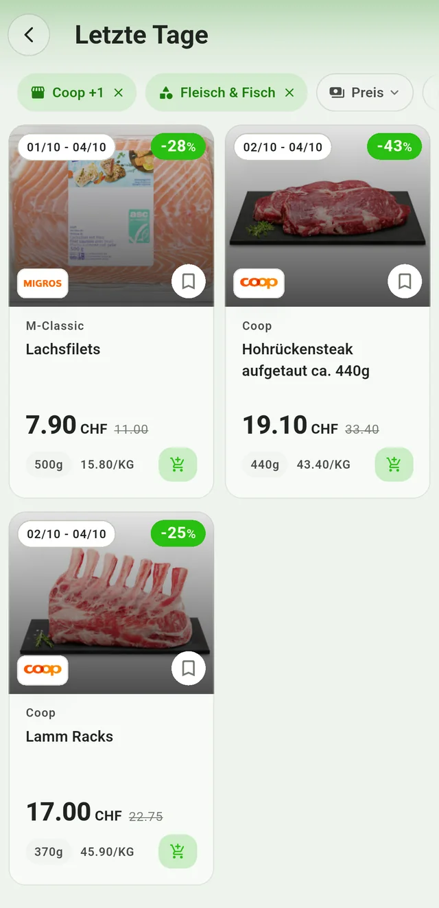 Aktionen in der Rappn-App: aktuelle Angebote der Schweizer Supermärkte, die bald enden